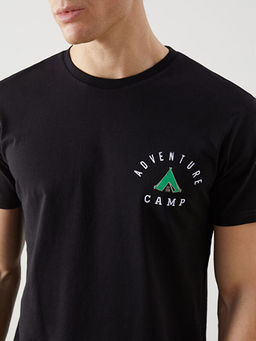 Bisiklet Yaka K?sa Kollu Bask?l? Penye Erkek Ti??rt