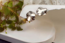 Серьги с эффектом мятого металла Круг  + Подарок