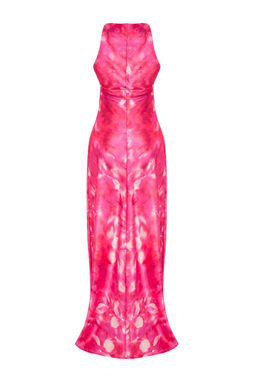 Cok Renkli Vucuda Oturan Saten Dokuma Maxi Abiye Gece Mezuniyet Elbisesi TPRSS25AE00066