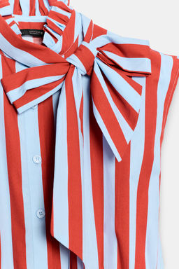 CAMISA RAYAS NUDO MANGA SISA / Raya Roja - Zara фото 9