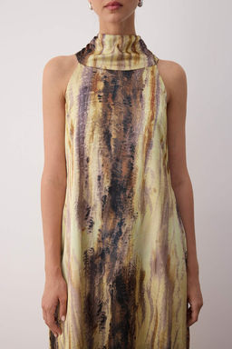 Sar? Batik Desenli Shift Rahat Kesim Saten Dokuma Elbise TWOSS25EL00880 - Trendyolmilla фото 7