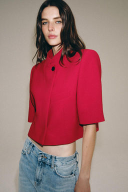 BLAZER CROPPED MANGA CORTA ZW COLLECTION / Rojo - Zara фото 11