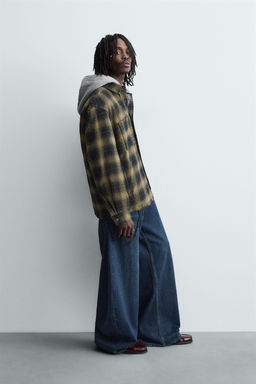 HOODED CHECK OVERSHIRT