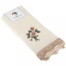 Полотенце кухонное вафельное "Клевер" 40х60см, хлопок 100%, ажурный кант, цвета микс (Китай)