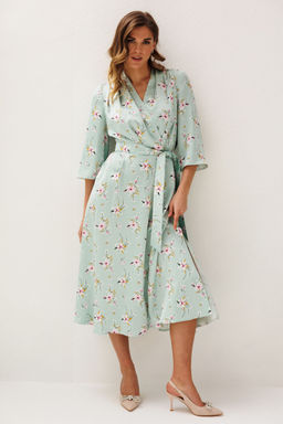 Платье Lars Style 1213 мятные оттенки,цветочный принт