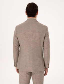 Bej Slim Fit Y_n Ka_mir Kar___ml_ Mikro Desenli Ceket - Cacharel фото 5