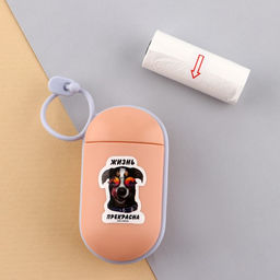 Контейнер с пакетами для уборки за собакой Жизнь прекрасна, цвет персиковый