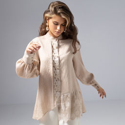 Рубашка вискозная, Кружевной повод (пульс сердца) - Charutti фото 2