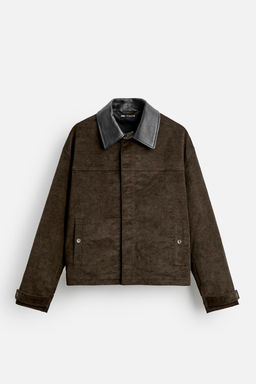 LEATHER CONTRAST COLLAR JACKET - Zara фото 7