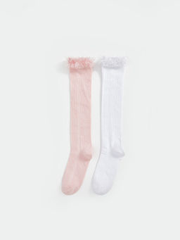 Dantel Detayl? K?z ?ocuk Diz Alt? ?orap 2li