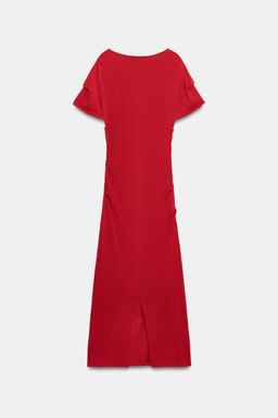 VESTIDO MIDI DRAPEADO PUNTO / Rojo - Zara фото 8