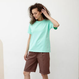 Футболка женская Basic line, цвет мятный, р-р 42