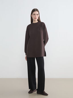 Bisiklet Yaka Nak??l? Kad?n Sweatshirt Tunik