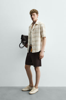 BERMUDA REGULAR FIT SEERSUCKER / Marr?n oscuro - Zara фото 4