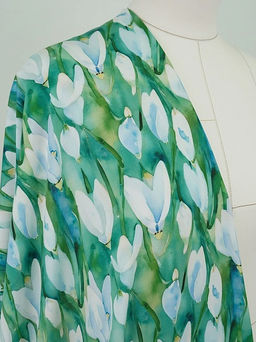 Штапель Премиум (Digital) Акварельные крокусы, ш.1.45м, вискоза-100%, 120гр/м.кв - Купава фото 2