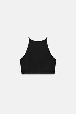 TOP CROP HALTER STRETCH / Negro - Zara фото 4
