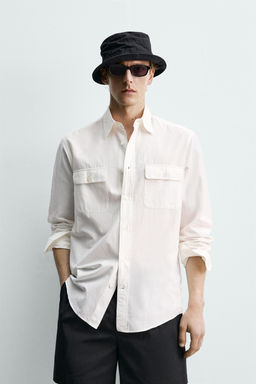 CAMISA FLUIDA REGULAR FIT BOLSILLOS AARON LEVINE X ZARA / Blanco  фото 2