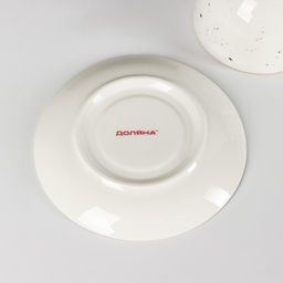 Чайная пара Доляна Млечный путь, 2 предмета: чашка 220 мл, блюдце d=13.5 см, фарфор, белая в крапинку