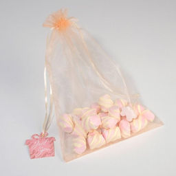 Цена за 10 шт. Мешочек подарочный органза бежевый Для тебя, с шильдиком, 20 х 30 см +/- 1.5 см