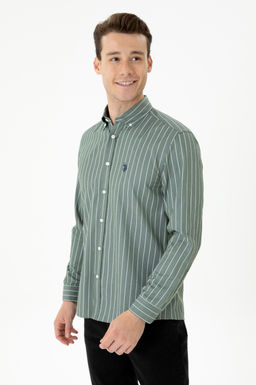 U. S. Polo Assn / Мужская рубашка цвета хаки с длинным рукавом - U.s. polo assn фото 8