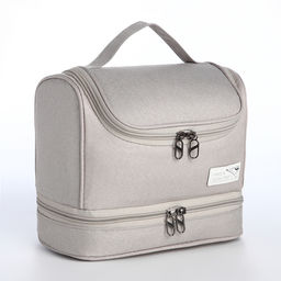 Косметичка - несессер дорожная на молнии, с ручкой, с отделами, серая