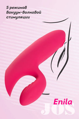 Вибратор с вакуум-волновой стимуляцией JOS Enila, силикон, розовый, 23 см  фото 16