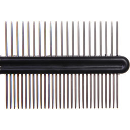 Цена за 2 шт. Расческа - гребень двухсторонняя для животных "ПРЕМИУМ - МОЙ БРО", прорезиненная ручка, цвет серый/черный, 5.2*21.5см