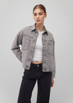 Pia Iconic Gri Denim Jean Gomlek - Mavi фото 2