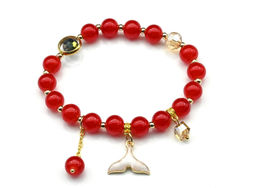 Браслет Русалка шарик 8мм цв.красный, 17см