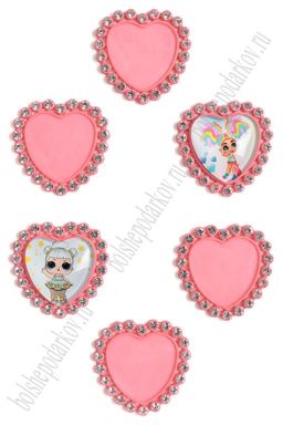 Крышечка со стразами "Сердечко" (10 шт) SF-3632, розовый №005/1