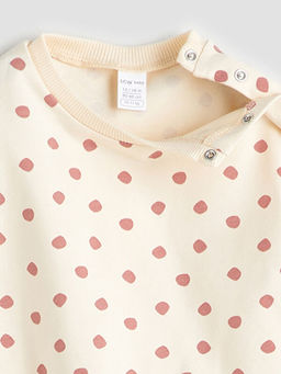 Bisiklet Yaka ?i?ekli K?z ?ocuk Sweatshirt