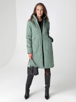 24329 Полупальто дем. зеленый - Dizzyway фото 2