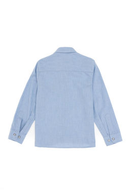 Голубая базовая рубашка с длинным рукавом для мальчика - U.s. polo assn фото 2