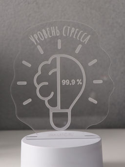 Светильник 3D RISALUX «Уровень стресса 99.9%», LED-ночник, RGB, от сети, 9.5×12.8×14.9 см