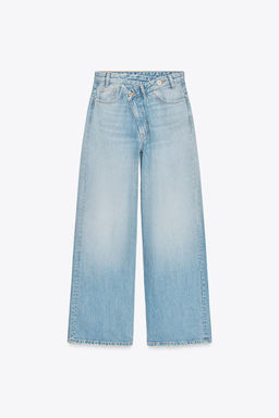 TRF WIDE-LEG HIGH-WAIST JEANS WITH CROSSOVER WAIST - Zara фото 5