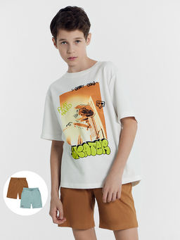 Шорты для мальчиков мультипак (2 шт.) зеленые с печатью