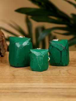 Набор сувенирный «Совята», h=4 см, h=3 см, h=2 см, дерево, зелёный