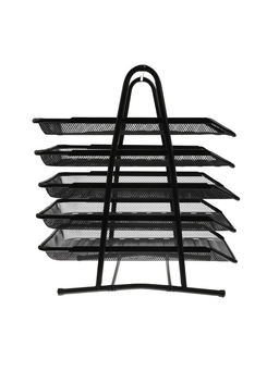 Лоток для бумаг, горизонтальный, металлическая сетка, 5 отделений, чёрный