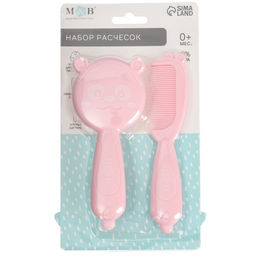 Расчёска детская, массажная щётка для волос в наборе «Мишка», розовый