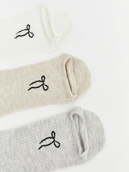 Fiyonk Bask?l? Kad?n Patik ?orap 5li