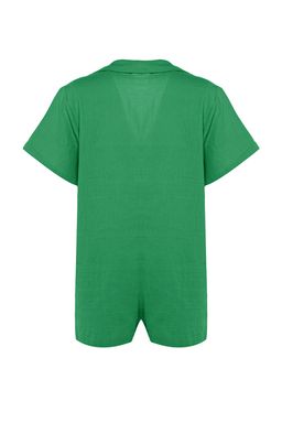 Yesil Genis Kal?p Dokuma Muslin Plaj Tulum TBESS23TU00001