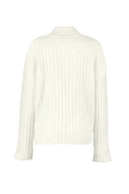 Ekru Genis Kal?p Yumusak Dokulu Dik Yaka Triko Kazak TWOAW21KZ0783