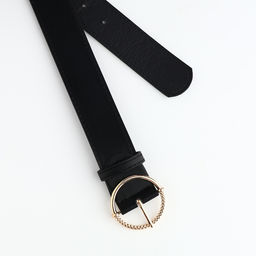 Ремень женский с винтом, 110×4 см, круглая пряжка металл, золотистая, чёрный