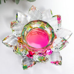 Стеклянный подсвечник на 1 свечу «Лотос радужный», d=11.5 см