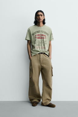 CAMISETA PUNTO ESTAMPADOS LAVADOS / Verde agua