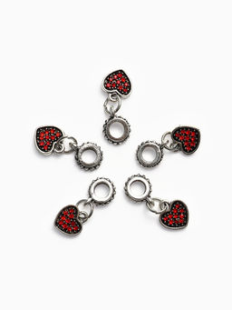 Цена за 5 шт. Шарм подвеска «Сердце», красный в серебре