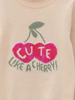 Bisiklet Yaka Desenli Pul ??lemeli Uzun Kollu K?z ?ocuk Triko Kazak - Waikiki фото 3