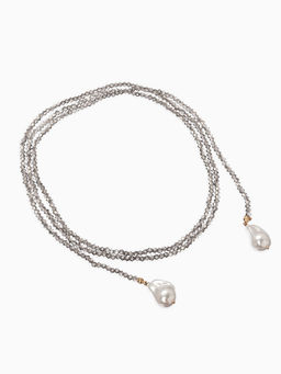 Бусы бисерные с подвесами жемчуг «Нить стекла», L=120 см, №2, серые