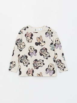 Bisiklet Yaka Minnie Mouse Bask?l? K?z Bebek Pijama ?st