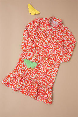 Оранжевое тканое платье для девочки